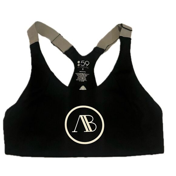 Addison Bay Gather Adjustable Straps Sports Bra Black Gray Size Small - Picture 2 of 4